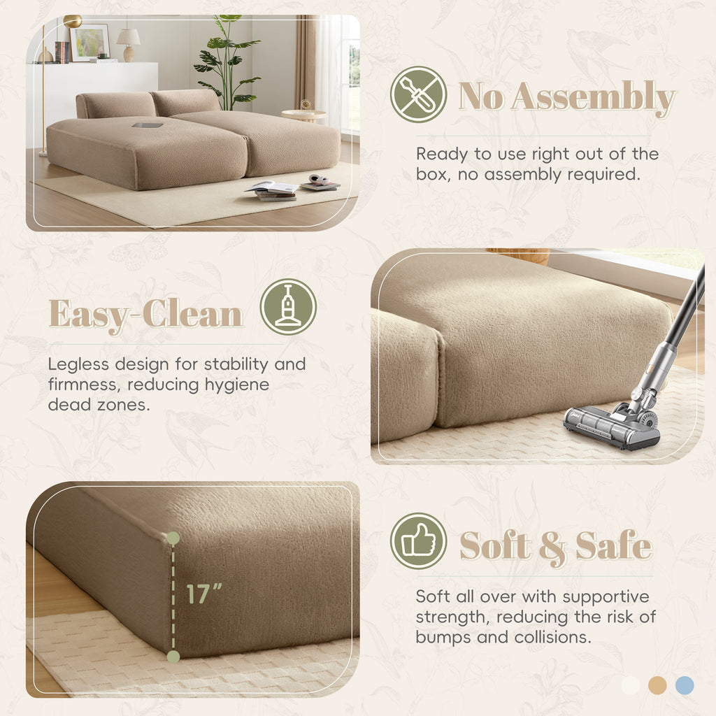 [VIDEO+NEW]90.0'Oversized Modular Sectional Sofa,Fully Compressed,Spacious Foam-Filled Sofa Bed for Living Room,elderly - friendly design,2 PC Free Combination,No Assembly Required,3 Colors
