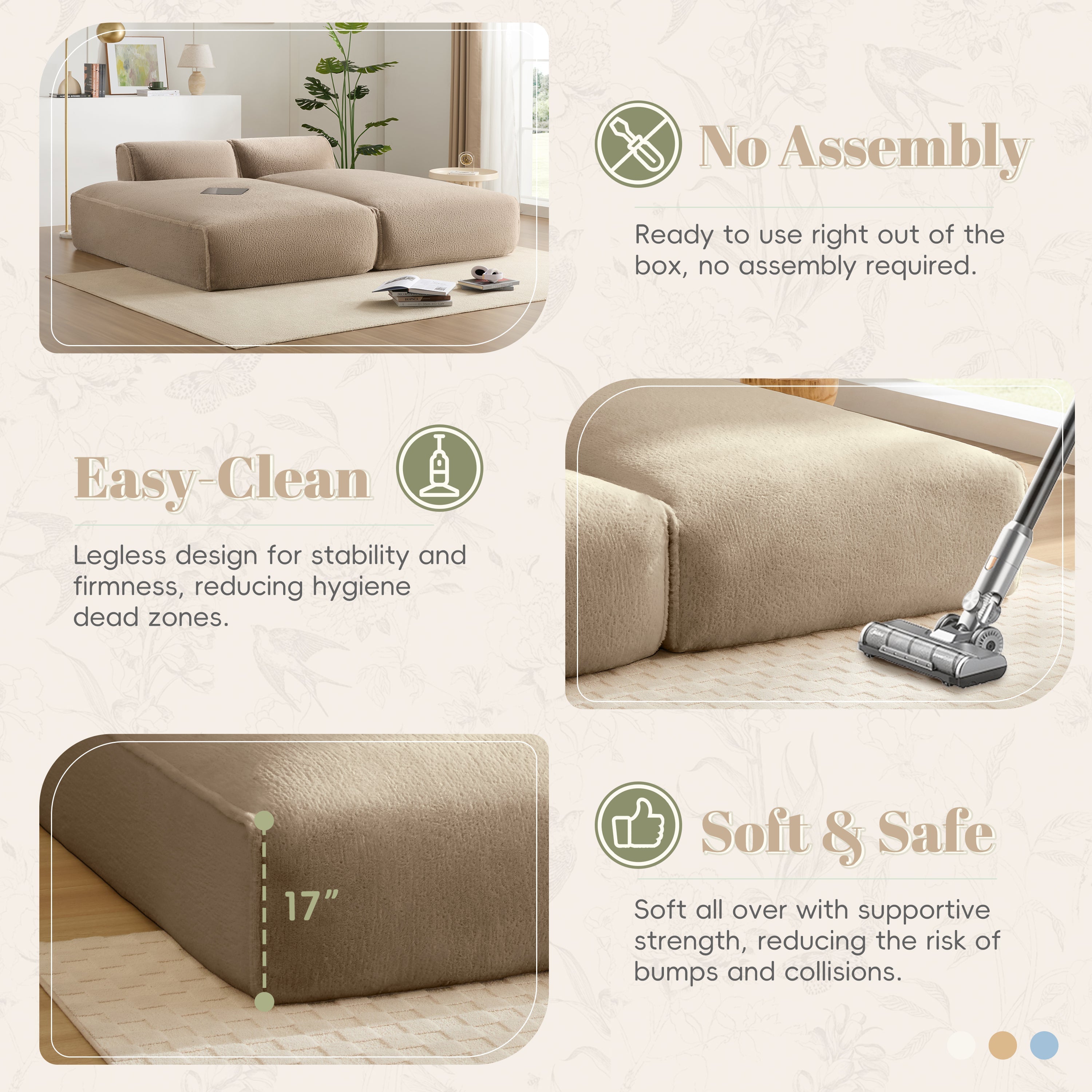 [VIDEO+NEW]90.0'Oversized Modular Sectional Sofa,Fully Compressed,Spacious Foam-Filled Sofa Bed for Living Room,elderly - friendly design,2 PC Free Combination,No Assembly Required,3 Colors