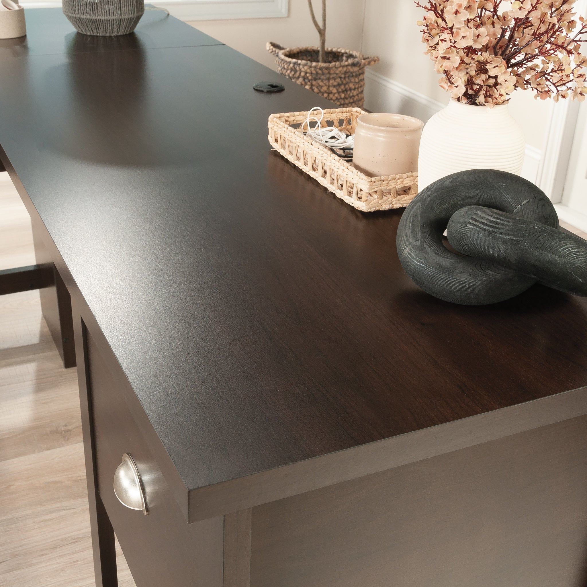 L-Shaped Desk, Brown finish