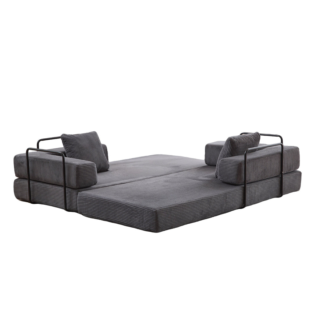 Floor Couch,Compression Sofa,Convertible Floor Sofa Bed-with Pillow Back Support Armrest,Comfy Futon Couch Lounge Sleeper Bed,Corduroy Fabric,for Living Room Bedroom (dark grey)