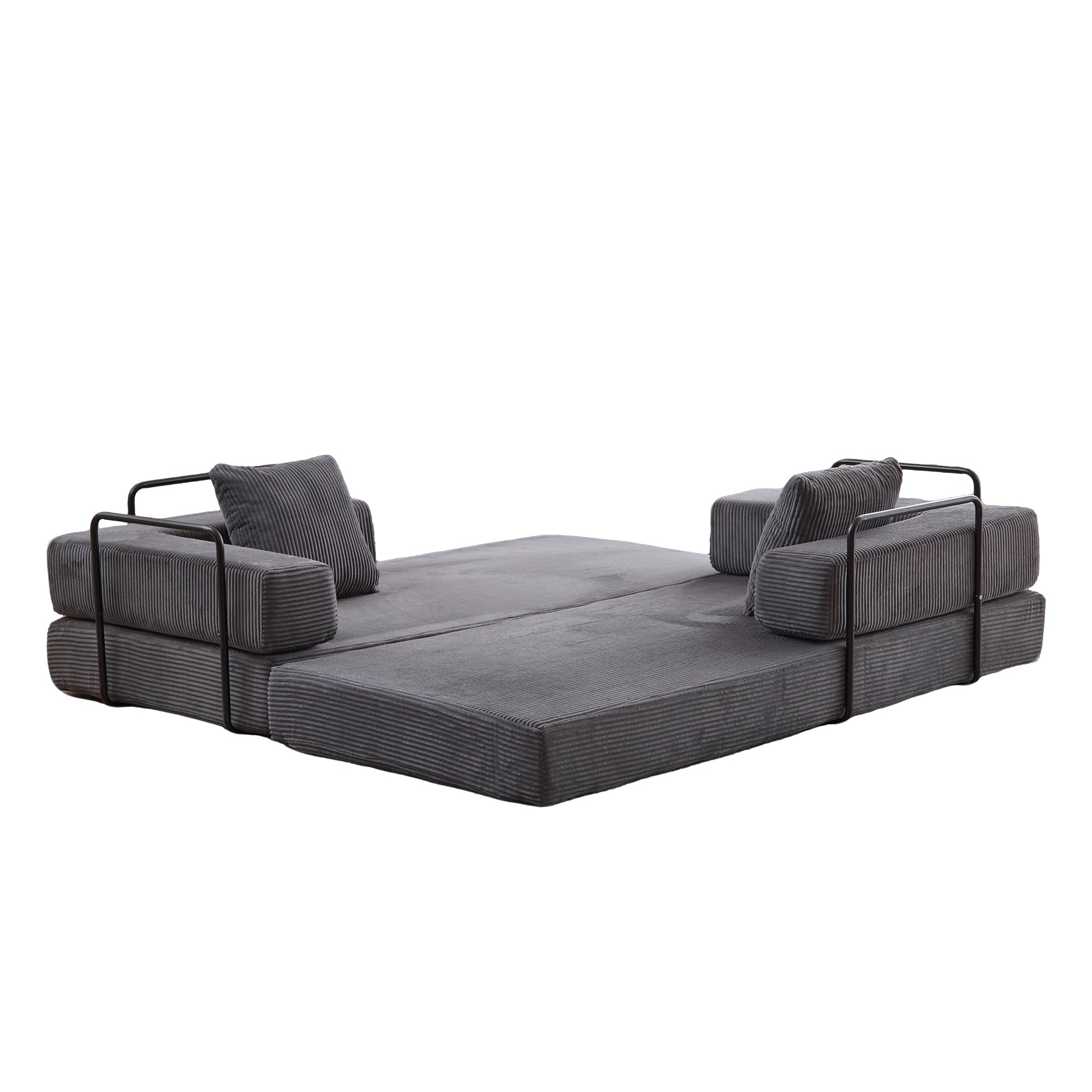 Floor Couch,Compression Sofa,Convertible Floor Sofa Bed-with Pillow Back Support Armrest,Comfy Futon Couch Lounge Sleeper Bed,Corduroy Fabric,for Living Room Bedroom (dark grey)
