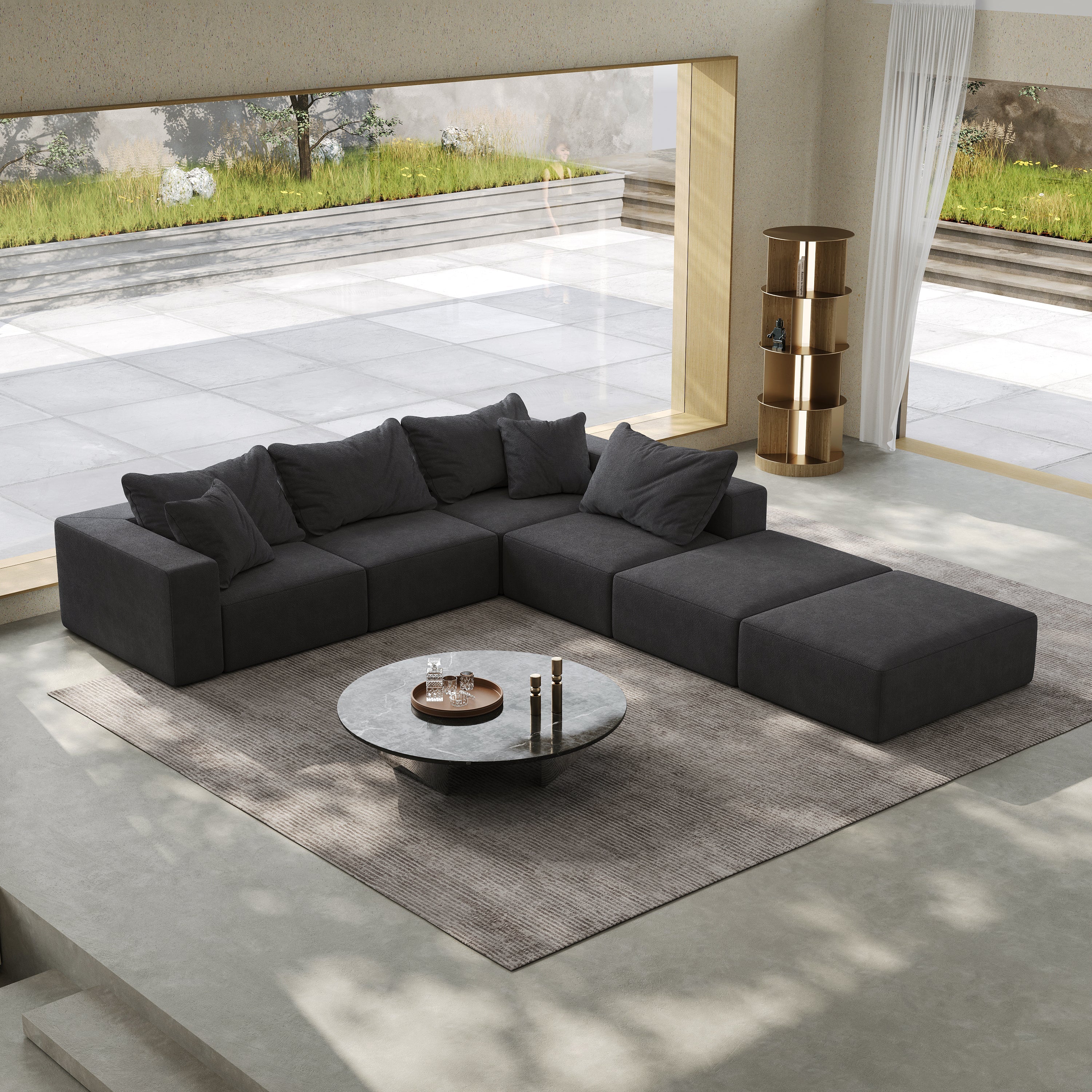Oversized sponge cloud sofa,Modern Upholstered Sectional Sofa Couch Set,Modular 162' L Shaped Sectional Living Room Sofa Set With 6 Pillows,Free Combination Sofa Couch for Living Room,Bedroom