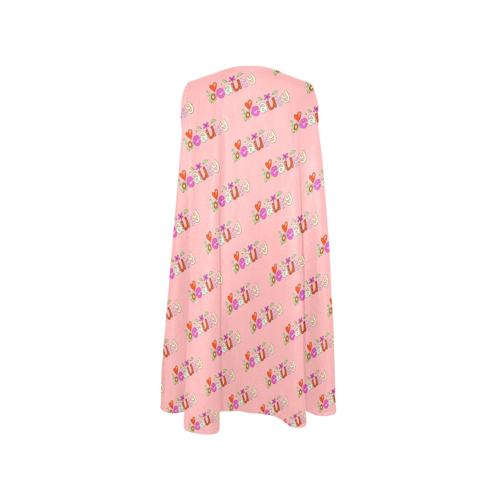 Women's Pink Beauty Sleeveless A-Line Short Dress with Pockets