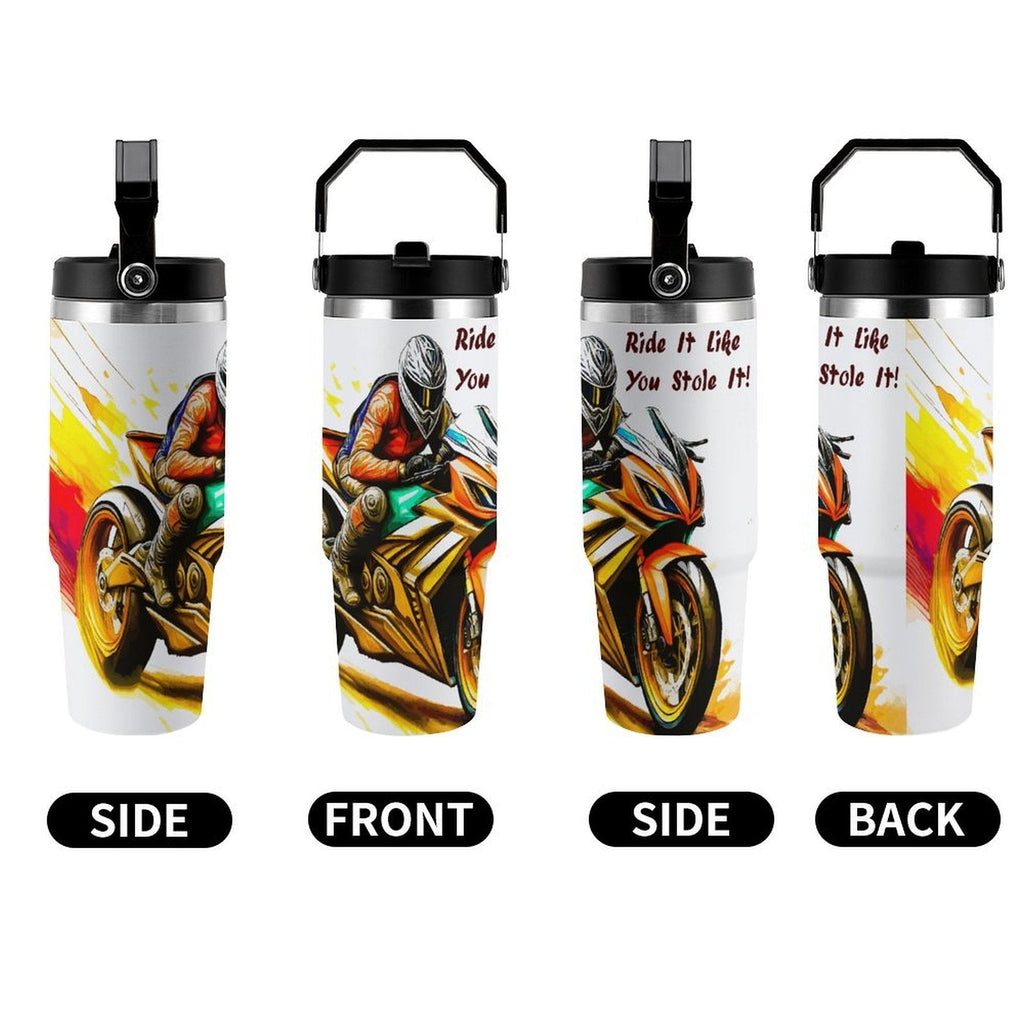 Racing Motorcycle 30 oz Stainless Steel Water Bottle Tumbler
