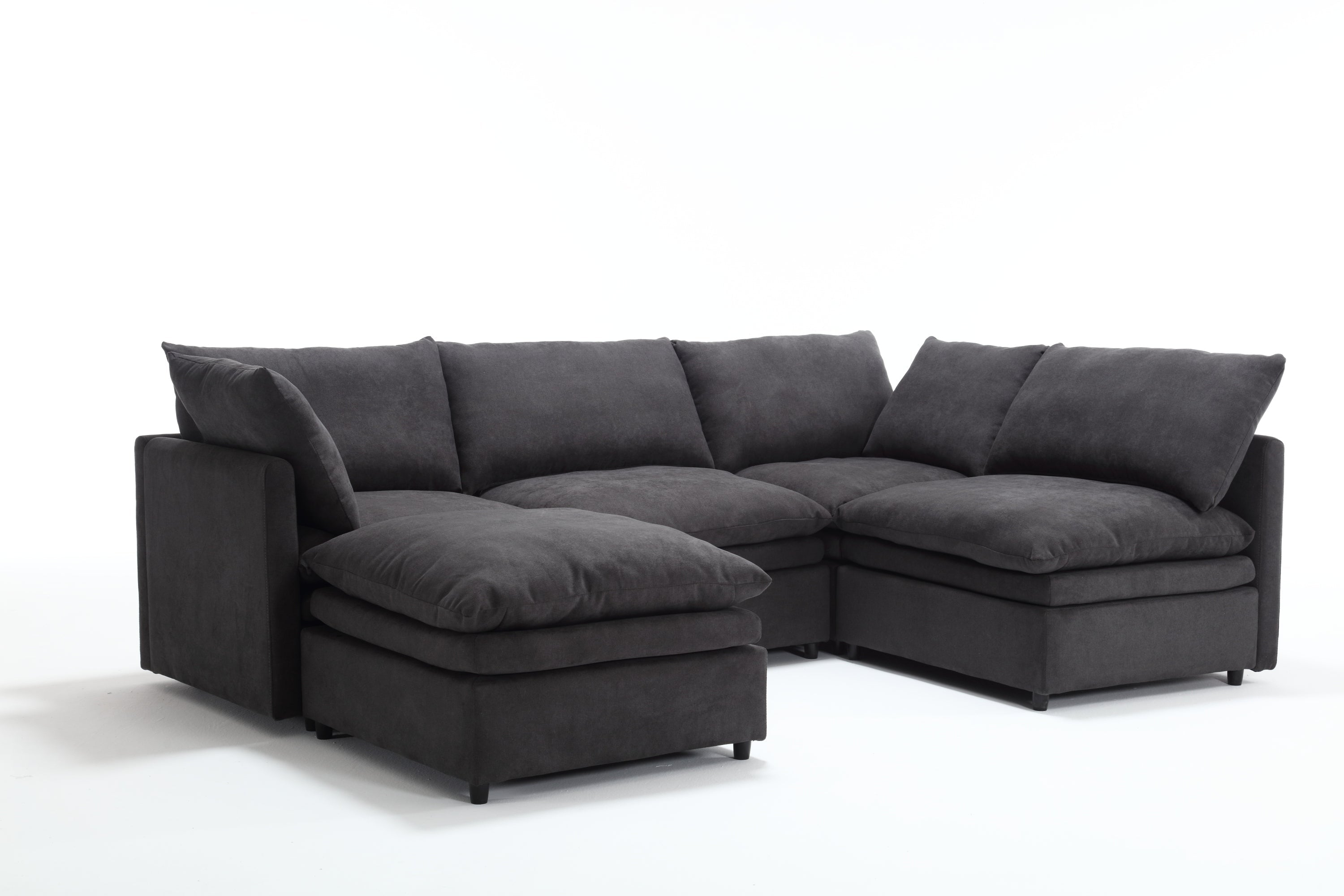 [ PACKAGING NEW UPGRADE]   [VIDEO PROVIDED]Modern U-shaped Sectional Sofa ,5-seat  Sofa ,Sleeper Sofa Couch with Chaise Lounge for Living Room,Apartment,Upholstered,Polyester,New upgrade,Dark Gray