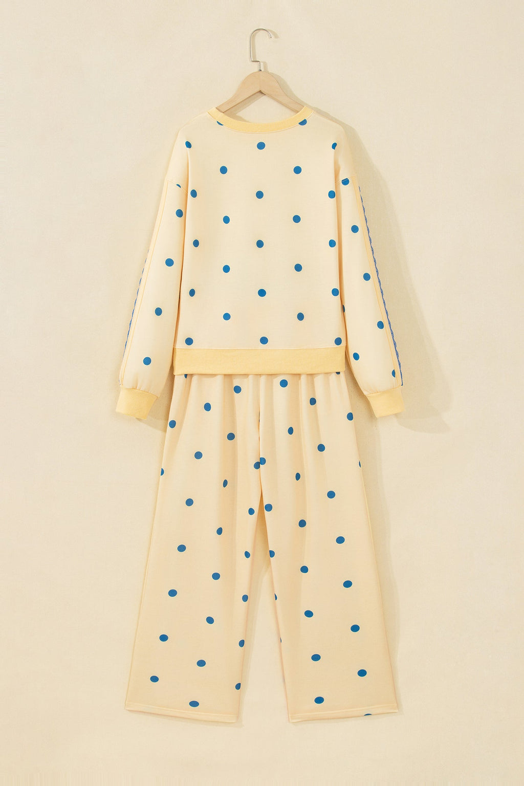 Polka Dot Patchwork Side Stripe Top & Pants Set