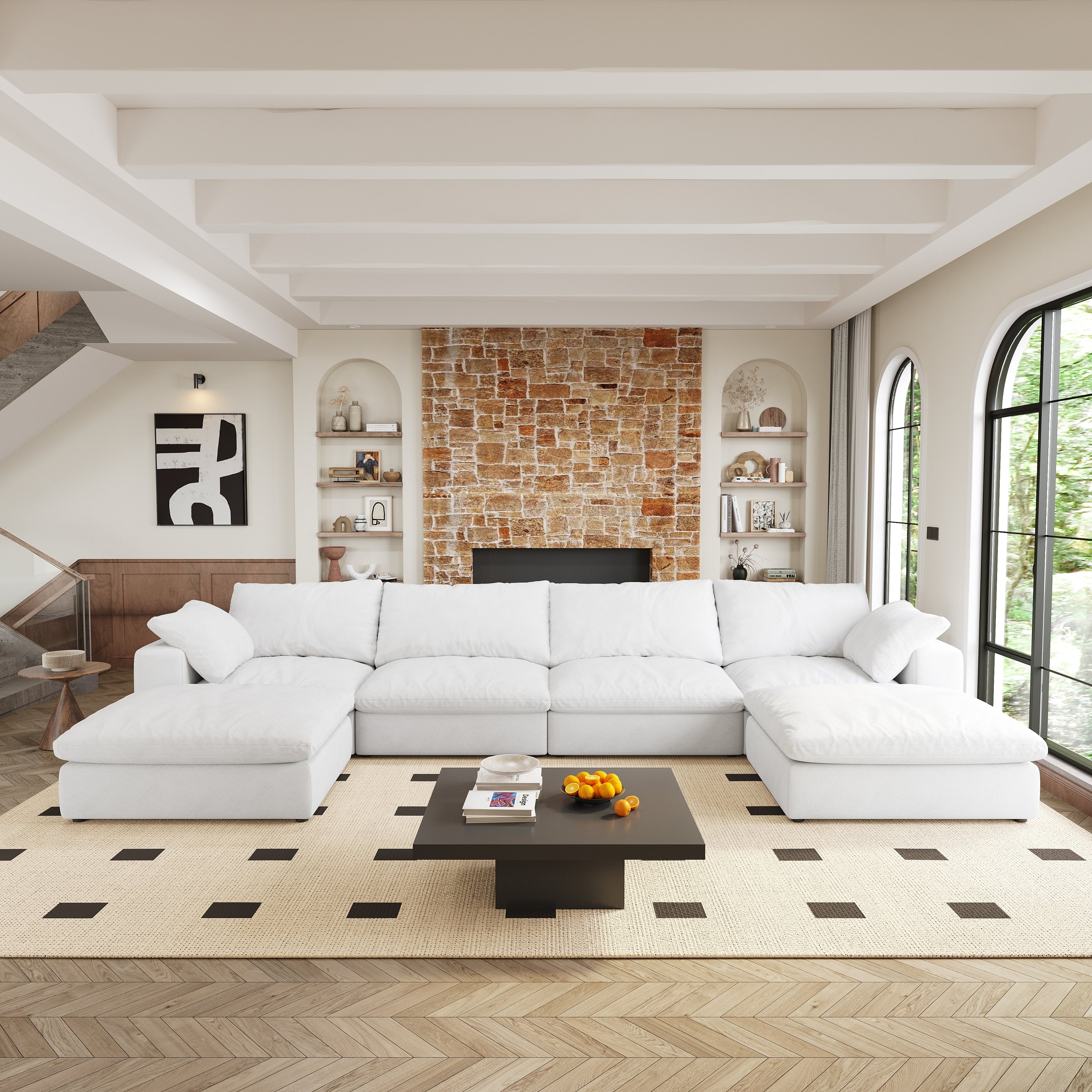 Cloud Modular Sectional sofa with 2 Storage Ottomans,160.6' Down Filled Comfort U Shaped Sofa Couch for Living Room 4seaters+2ottoman