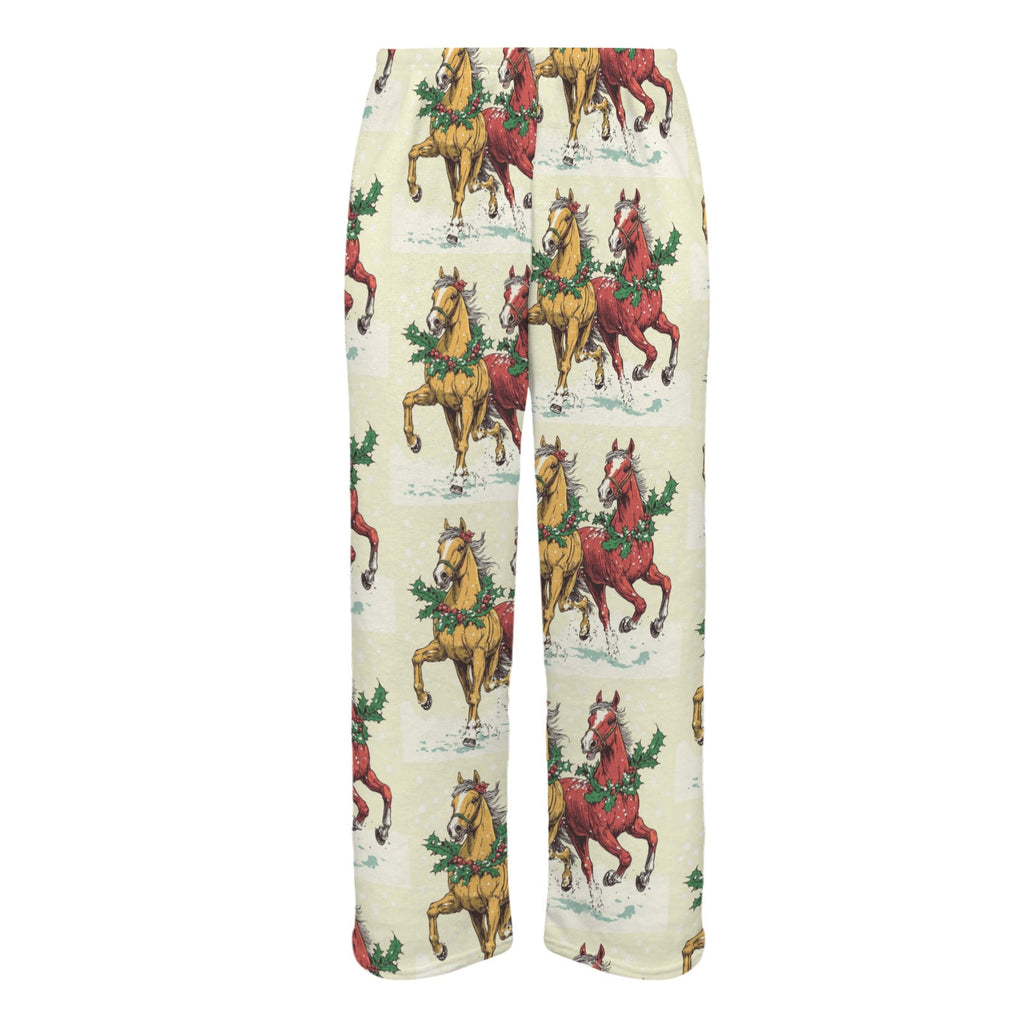 Horses at Christmas Men's Flannel Pajama Trousers (Made in the USA)