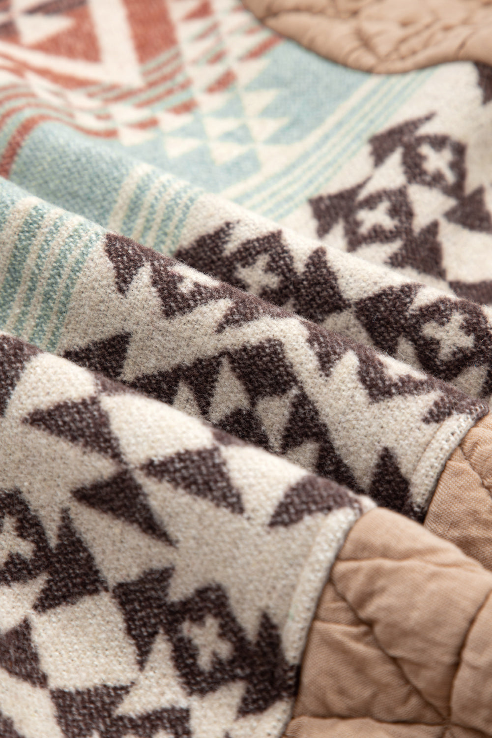 Western Aztec Patchwork Quilted Zip Up Jacket
