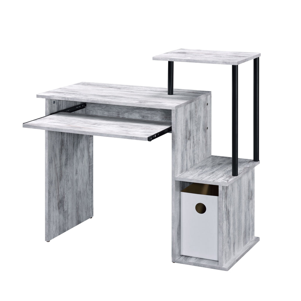 Antique White and Black Computer Desk with Keyboard Tray