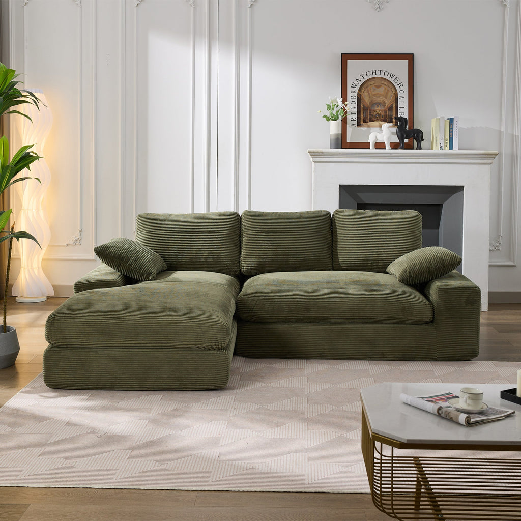 Modern Minimalist Modular Sectional Sofa Set, Upholstered Sleeper Sofa, Army Green, Foam Spring, 99*69 Inch