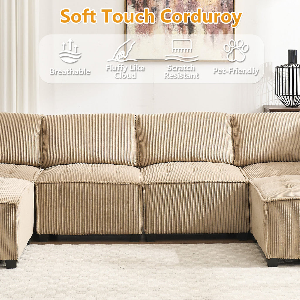 UNITED WE WIN Modular Sectional Sofa U Shaped Modular Couch with Reversible Chaise Modular Sofa Sectional Couch,6- Seat Convertible Sofa,Fit for Living Room