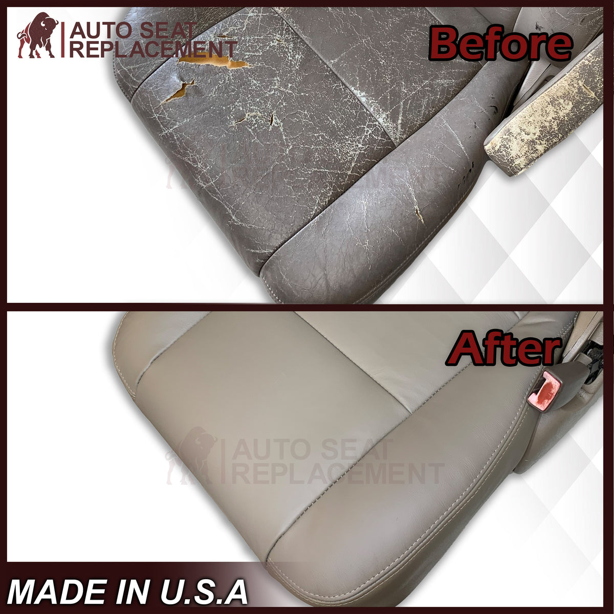 2000 - 2004 Toyota Tundra Driver OR Passenger Side Top and Bottom Replacement Seat Covers In Tan: Choose your material