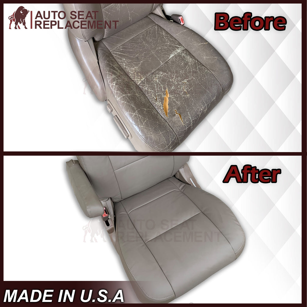 2000 - 2004 Toyota Tundra Driver OR Passenger Side Top and Bottom Replacement Seat Covers In Tan: Choose your material