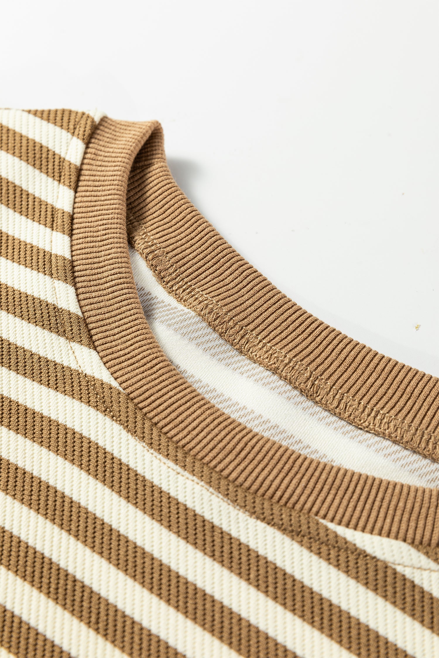 Stripe Textured Pullover Top and Mini Skirt Set