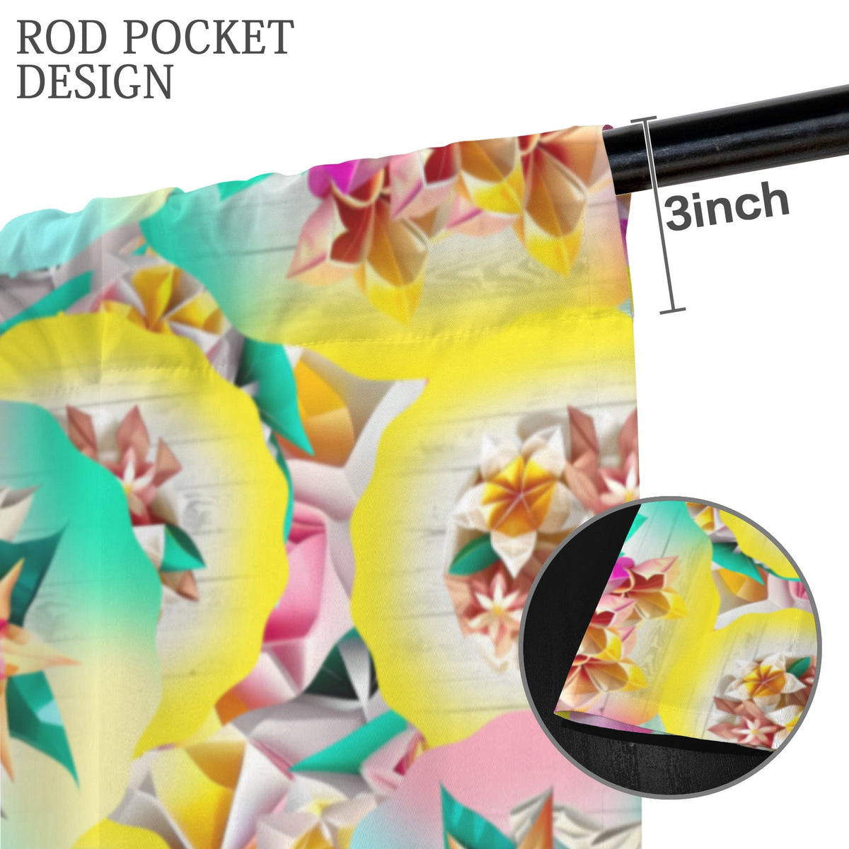 Circle Floral Pastel Pattern Floor-To-Ceiling Curtain 52x84inch | Ships from USA