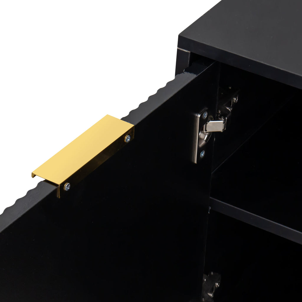 Modern warm Black TV cabinet for 80 inch TV Stands, for Living Room Bedroom