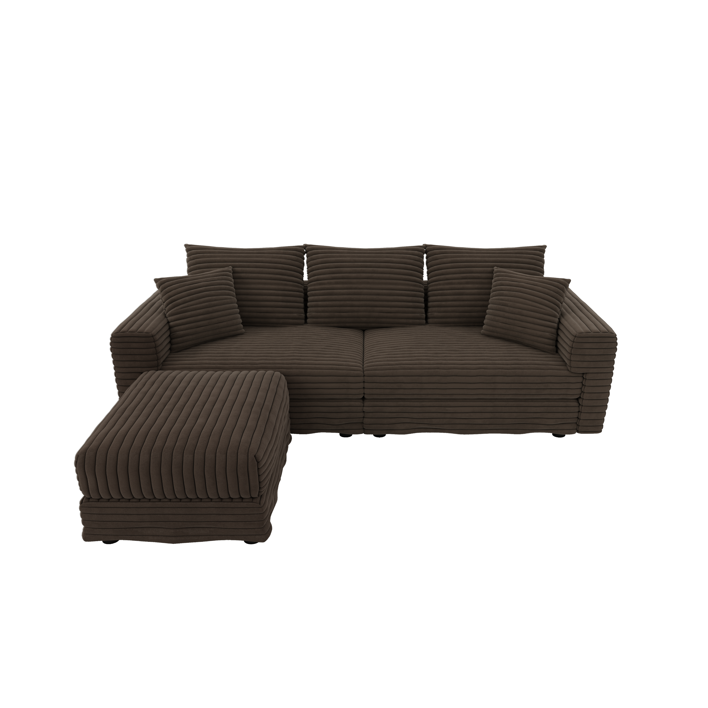 82.7 ' Plush Corduroy 3-Seat Sofa, Modern Comfy Upholstered Sofa Cloud Couch, Deep Seat Couches with Soft Pillows and 1 Ottomans, Convertible Sofa Lounge Chair, for Living Room,Apartment,Office,Camel