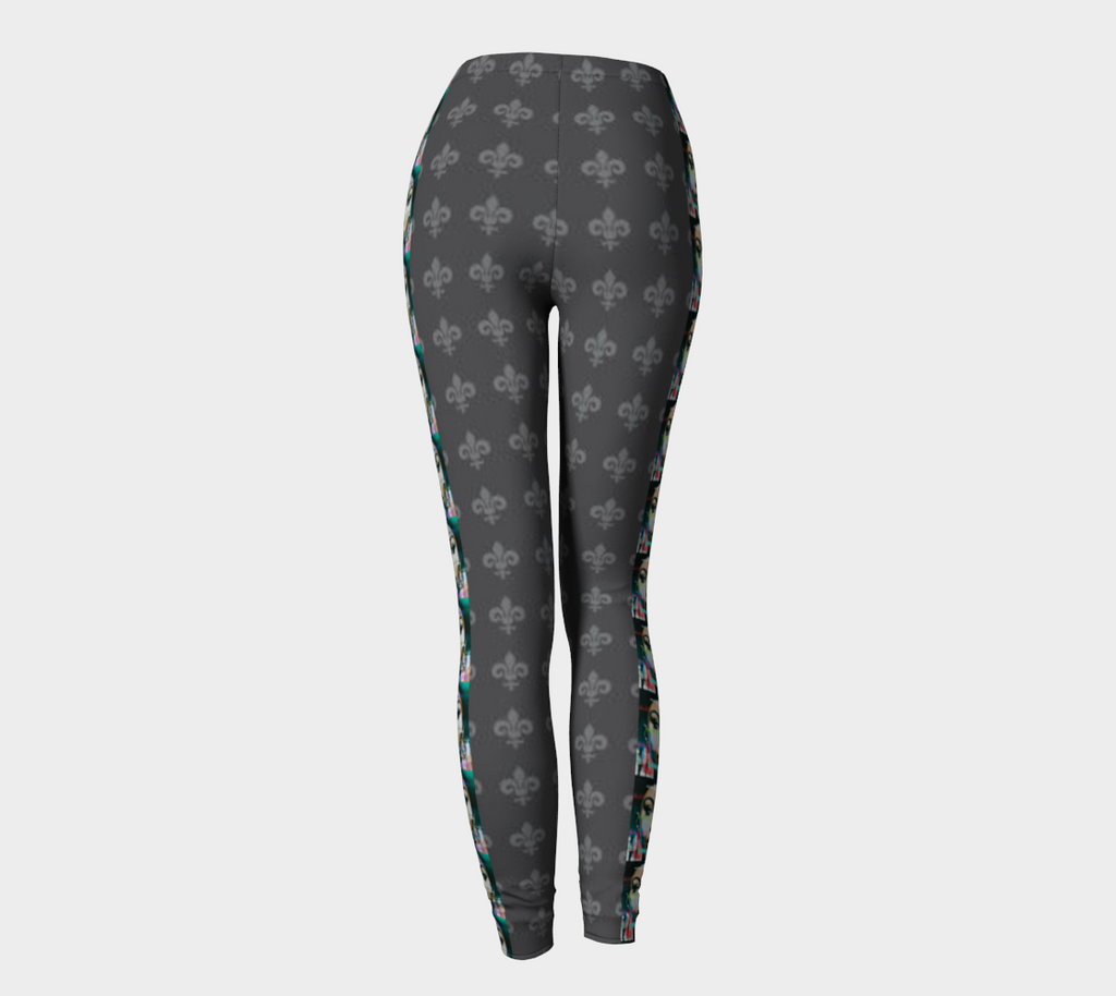 Beautiful Woman's Face Side Seam Printed Long Yoga Leggings