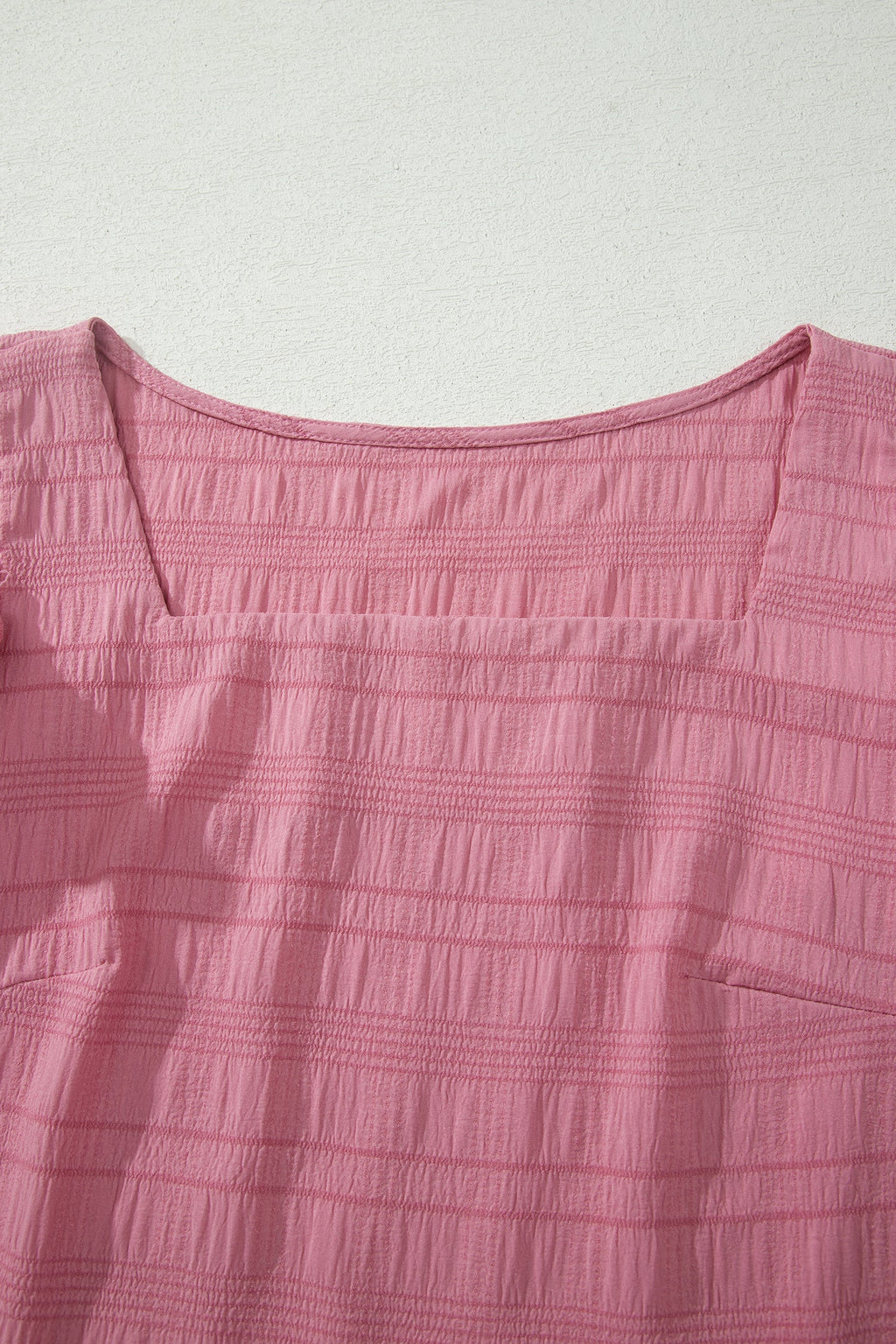 Solid Textured Square Neck Top & Shorts Set