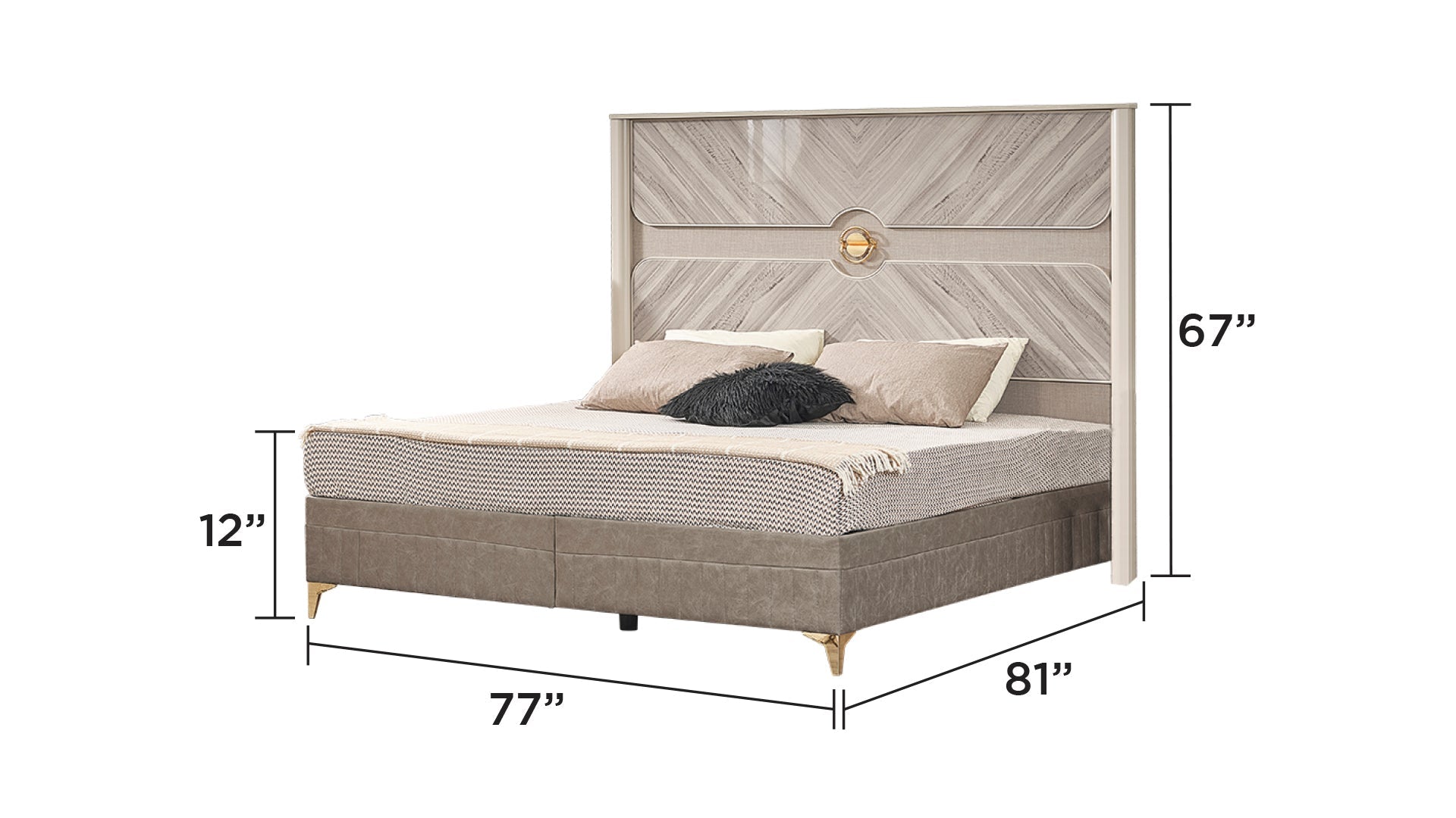 Eternity Traditional Style 4 Pc King Bedroom Set Made with Wood and Gold Accents in Beige(NJ INVENTORY)