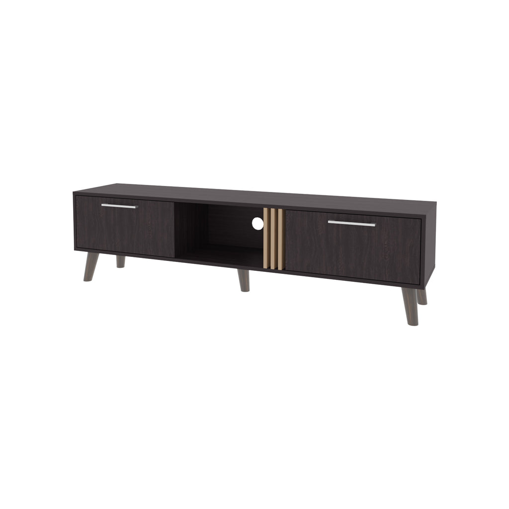 Dragon Tv Stand with 2 Doors and Open Storage, Wengue