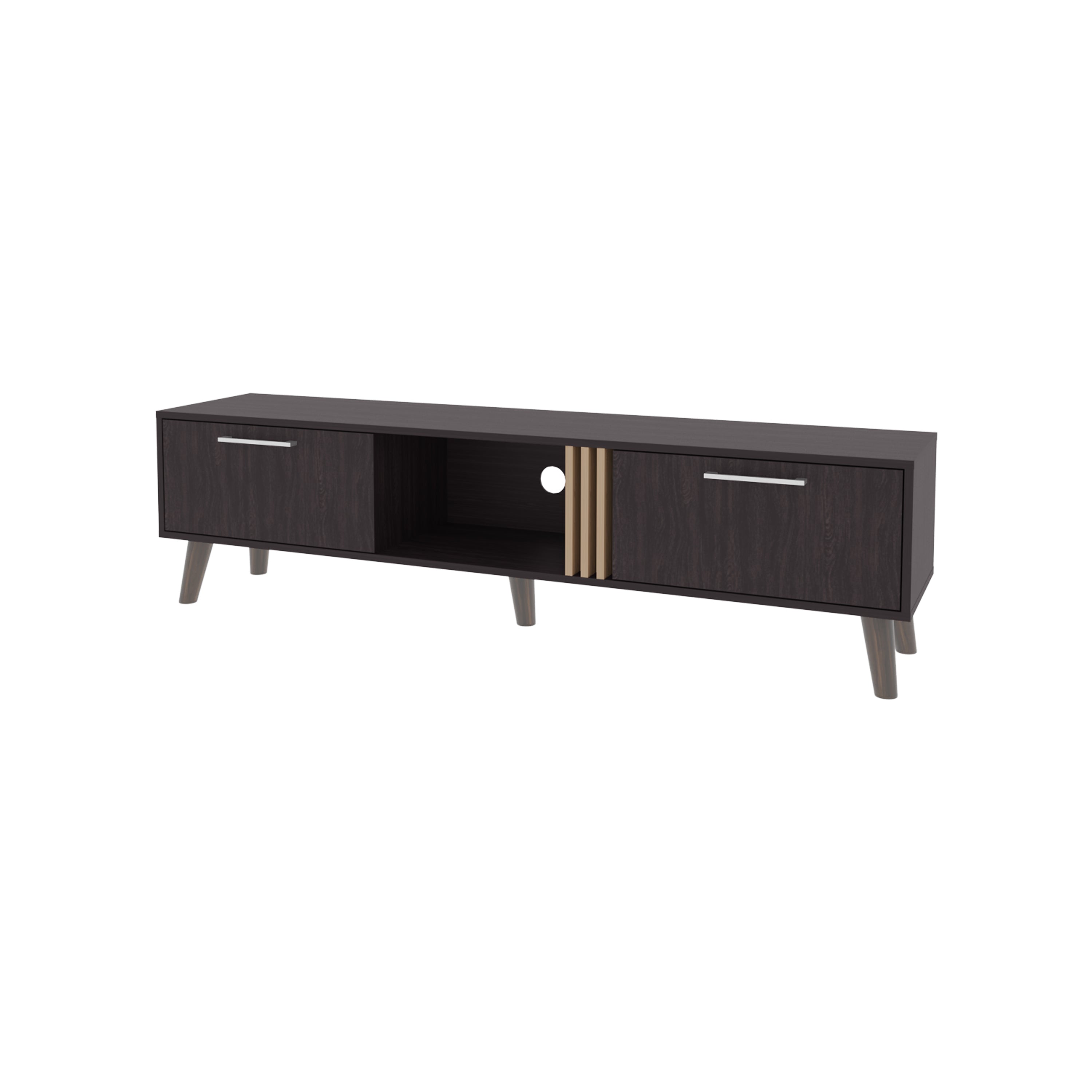 Dragon Tv Stand with 2 Doors and Open Storage, Wengue