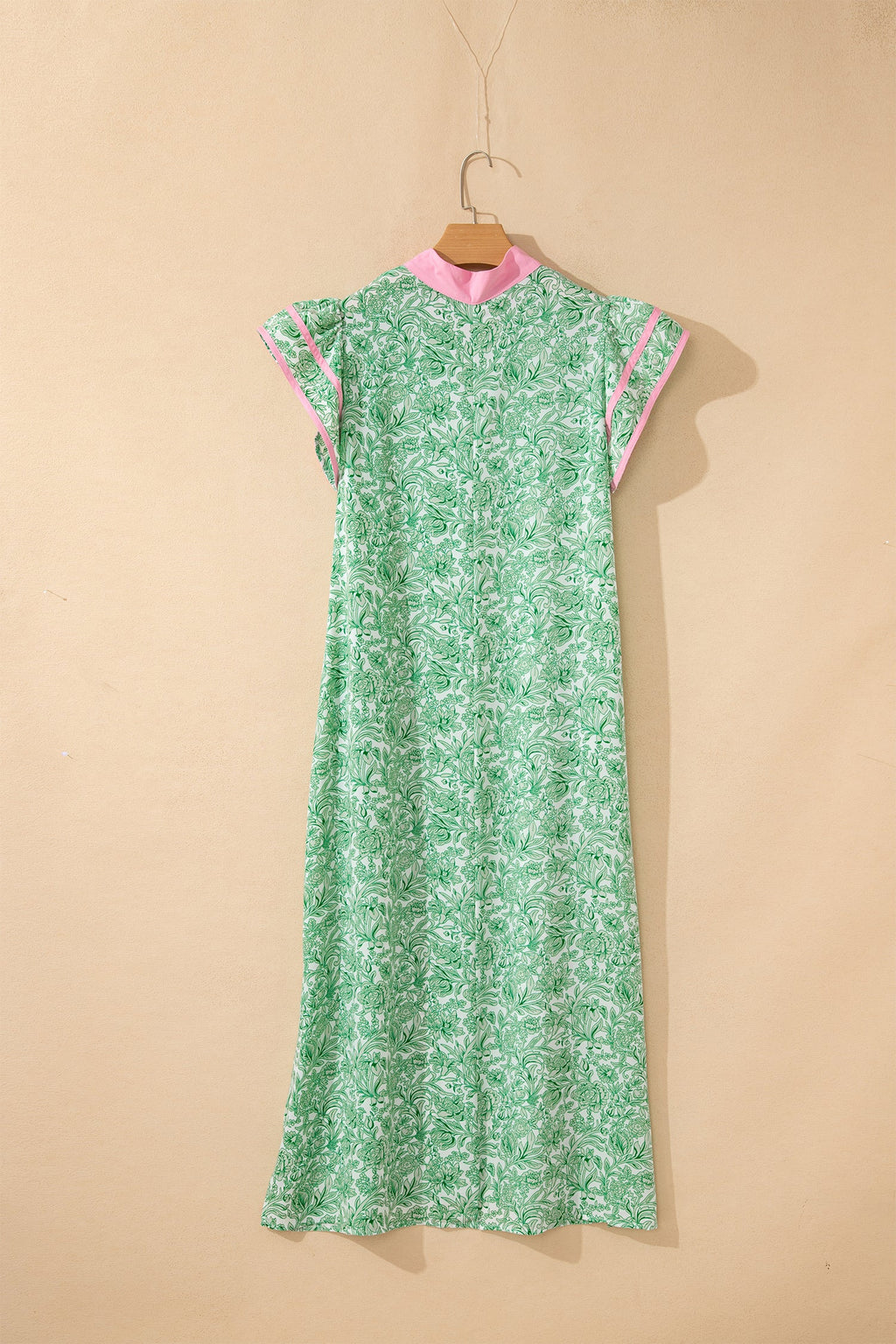 Floral Colorblock Patchwork V-Neck Midi Dress