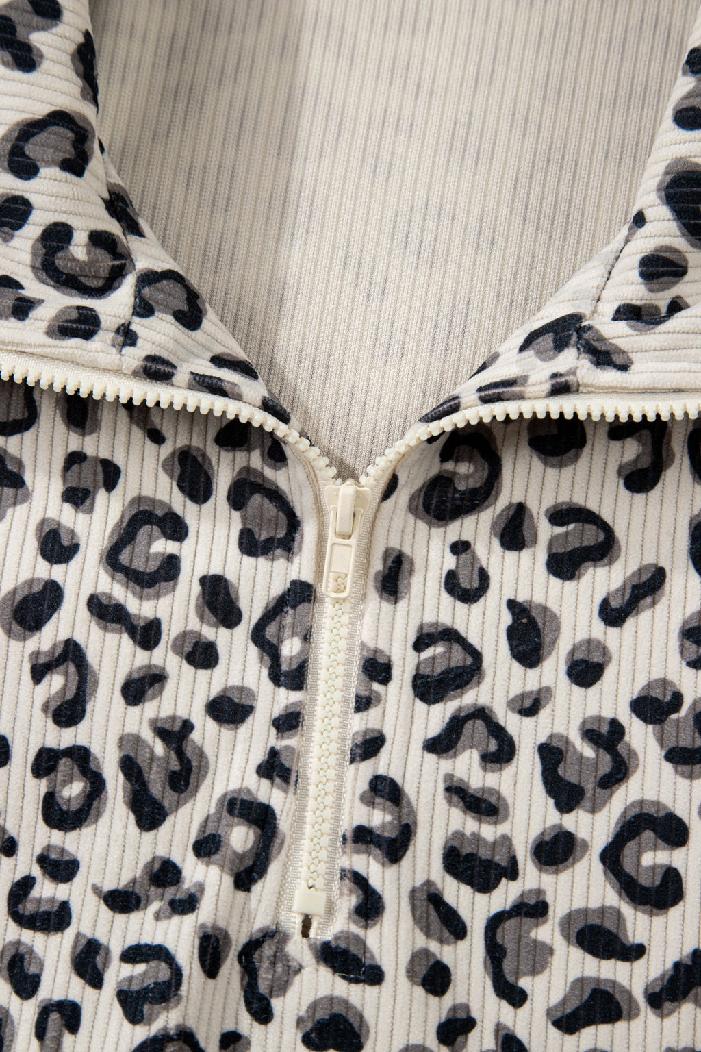 Leopard Corduroy Quarter-Zip Sweatshirt