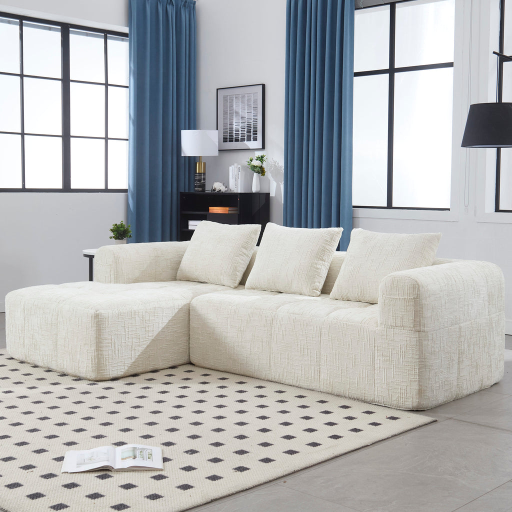 UNITED WE WIN 98.42-inch modular sectional sofa, modern modular L-shaped sofa with chaise longue, equipped with small side pockets and free of compression during installation.