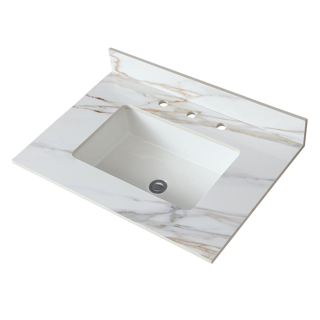 Vanity Top With Undermount Sink And Backsplash, Sintered Stone