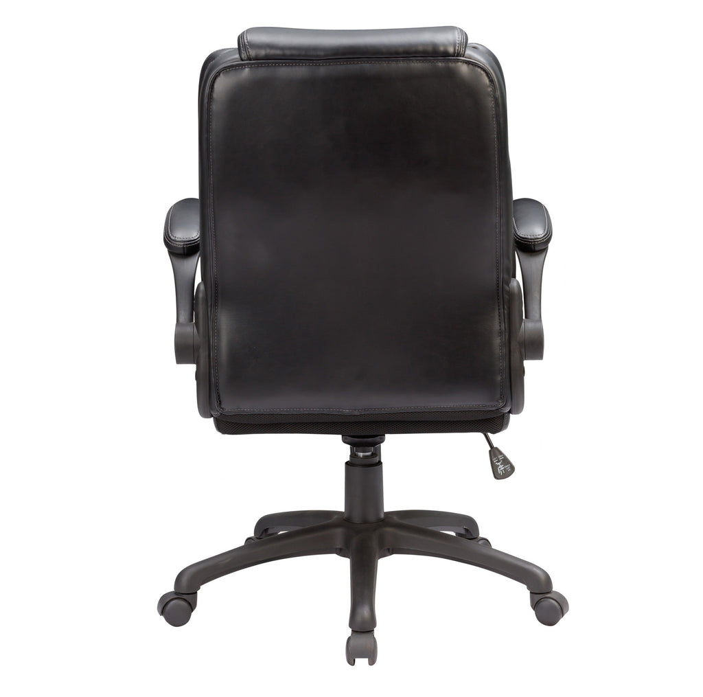 Adjustable Bonded Leather Office Chair with Butterfly Mechanism, 360 Degree Swivel Armchair for Study, Office, Gaming, Black