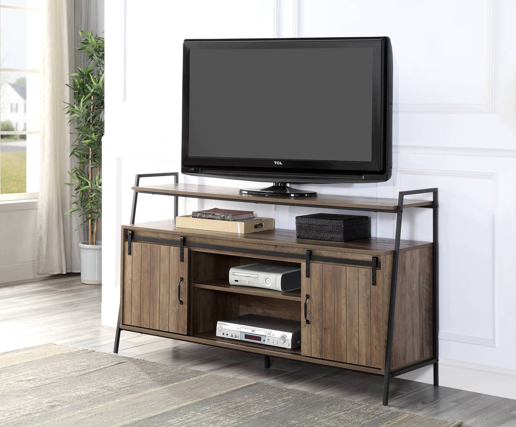 Rashawn Rustic Oak & Black Finish TV Stand