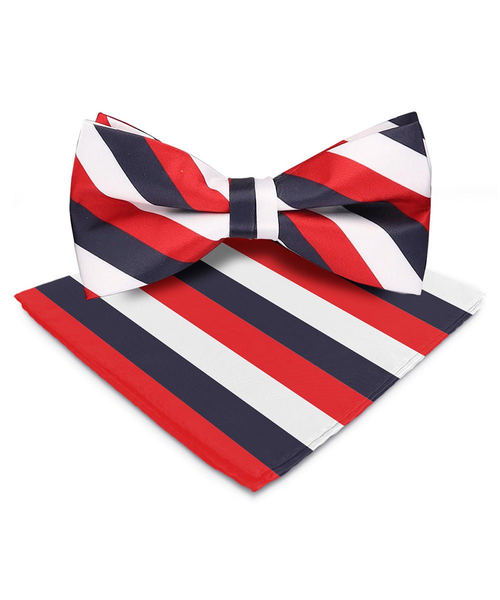 Vittorio Farina Men's Striped Satin Bow Tie & Pocket Square in Gift Box