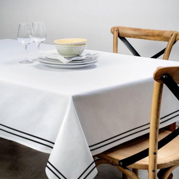 Double Embroidery Border Poly Cotton Sateen Solid Table Cloth
