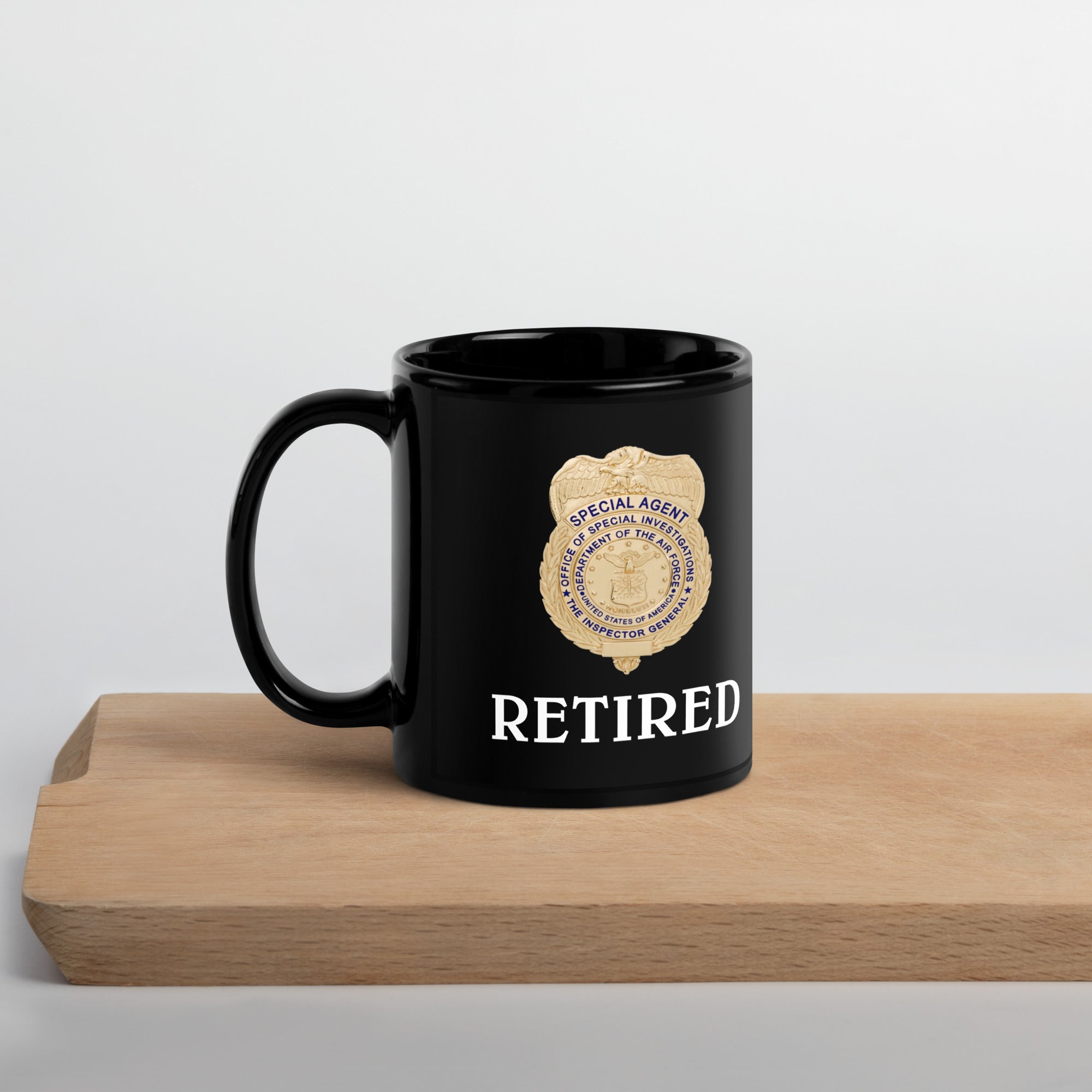 AFOSI Retired Badge and Shield Coffee Mug - Black