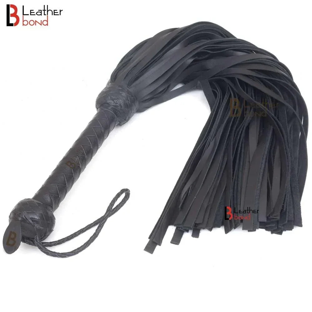 Real Cowhide Leather Flogger 50 Falls Heavy Duty Thuddy Black Whip | Handcrafted BDSM Impact Flogger