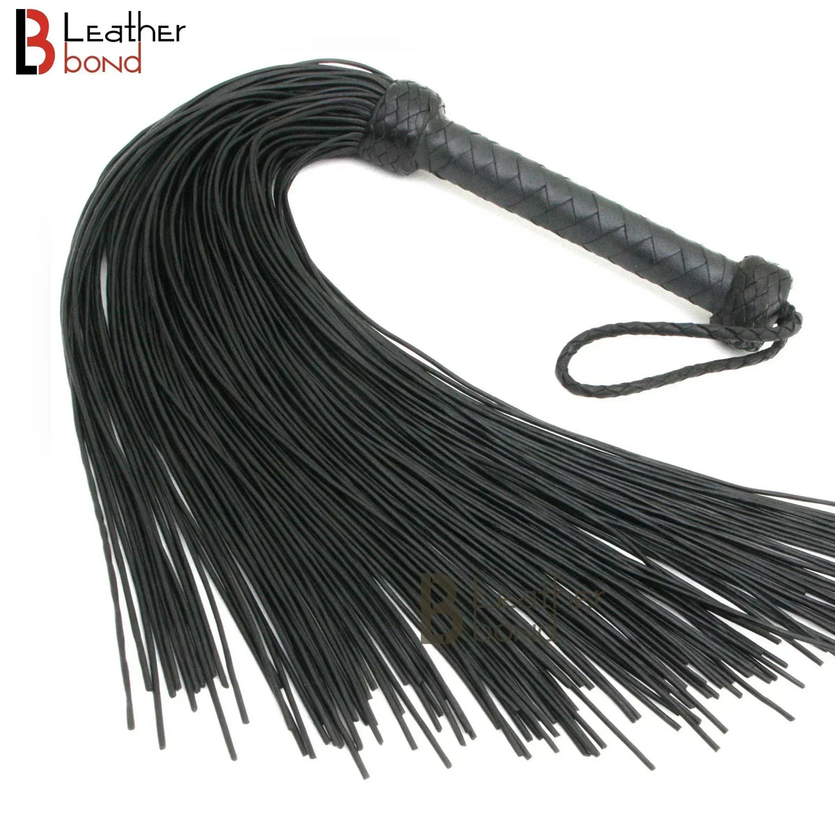 Real Genuine Cow Hide Leather Lace Flogger-100 Falls Black Heavy & Stingy Whip
