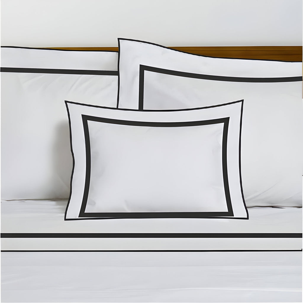 400TC Embroidery & Border Cotton Sateen Solid Duvet Cover Set