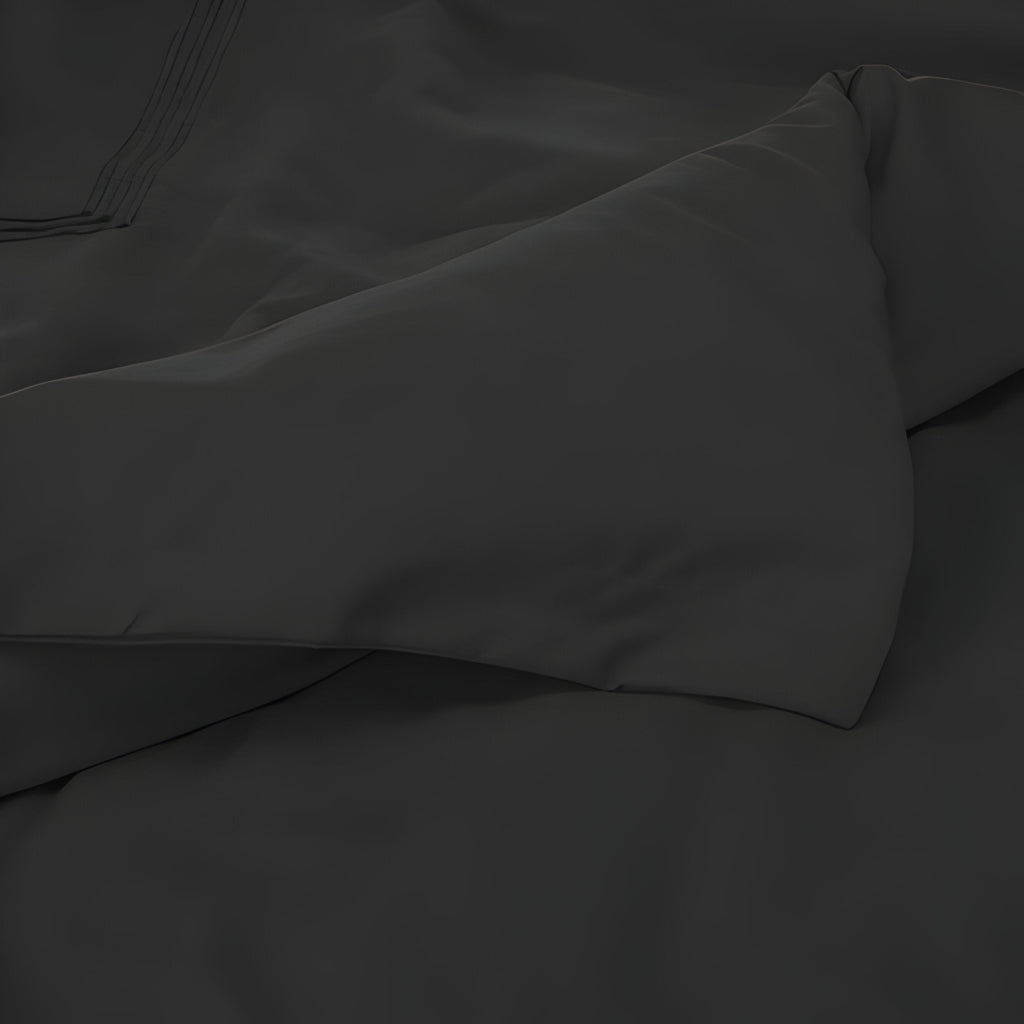 400TC Cotton Luxurious Triple Embroidery Sateen Solid Duvet Cover Set