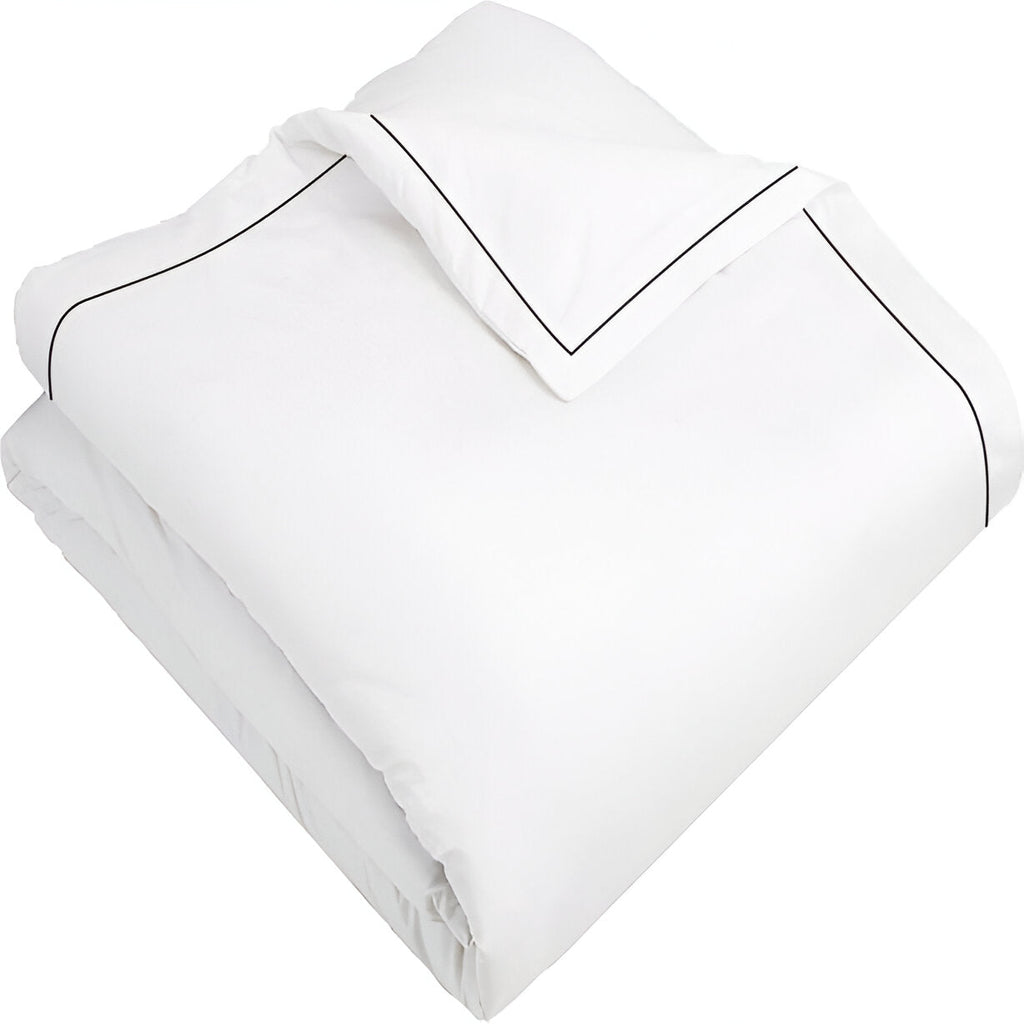 400TC Cotton Single Edge Embroidery Sateen Solid Duvet Cover Set