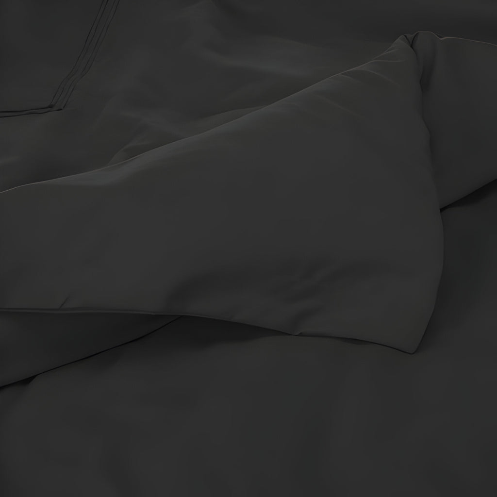 400TC Cotton Luxurious Double Embroidery Sateen Solid Duvet Cover Set