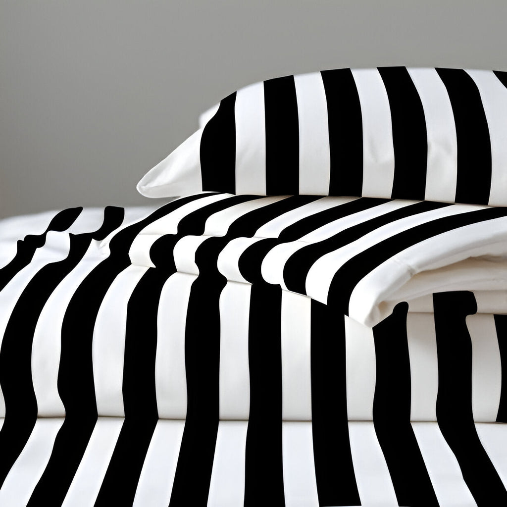 400TC Stripe Border Frame Cotton Sateen Duvet Cover Set