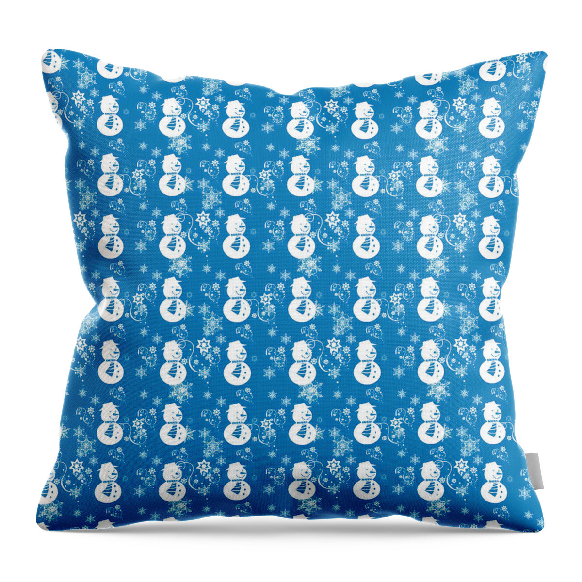 Blue Festive Snowman Pattern - Throw Pillow