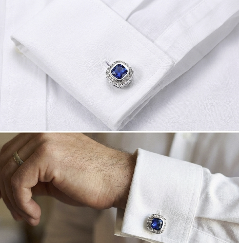 The Sapphire Sovereign Crystal Halo Cufflinks
