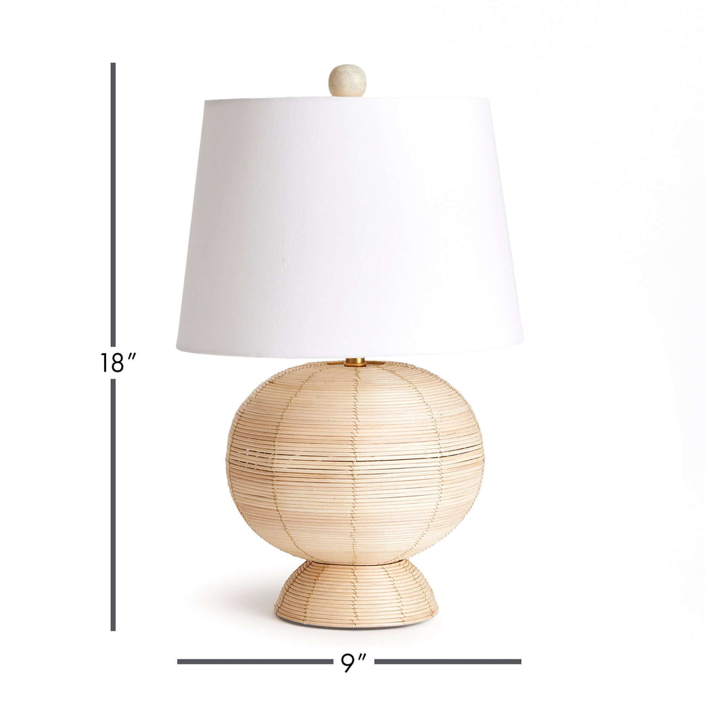 Boho Globe Rattan Lamp with Tapered White Shade