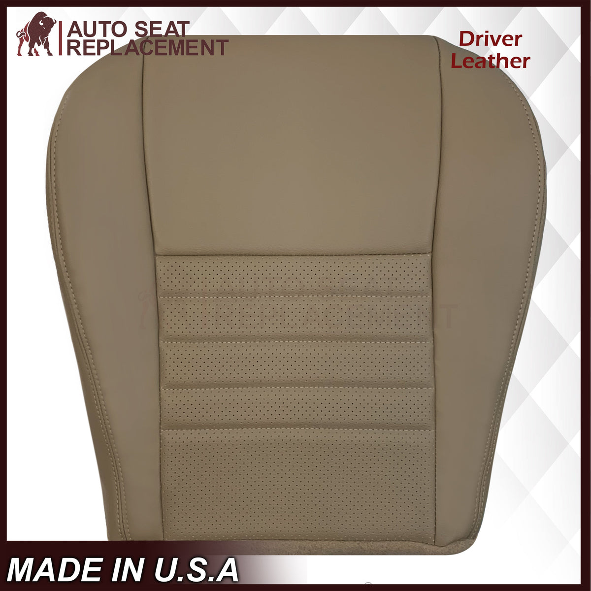 1999-2004 Ford Mustang GT V8 Replacement Cowhide Leather OR Synthetic Leather Seat Cover: Tan, Perforated