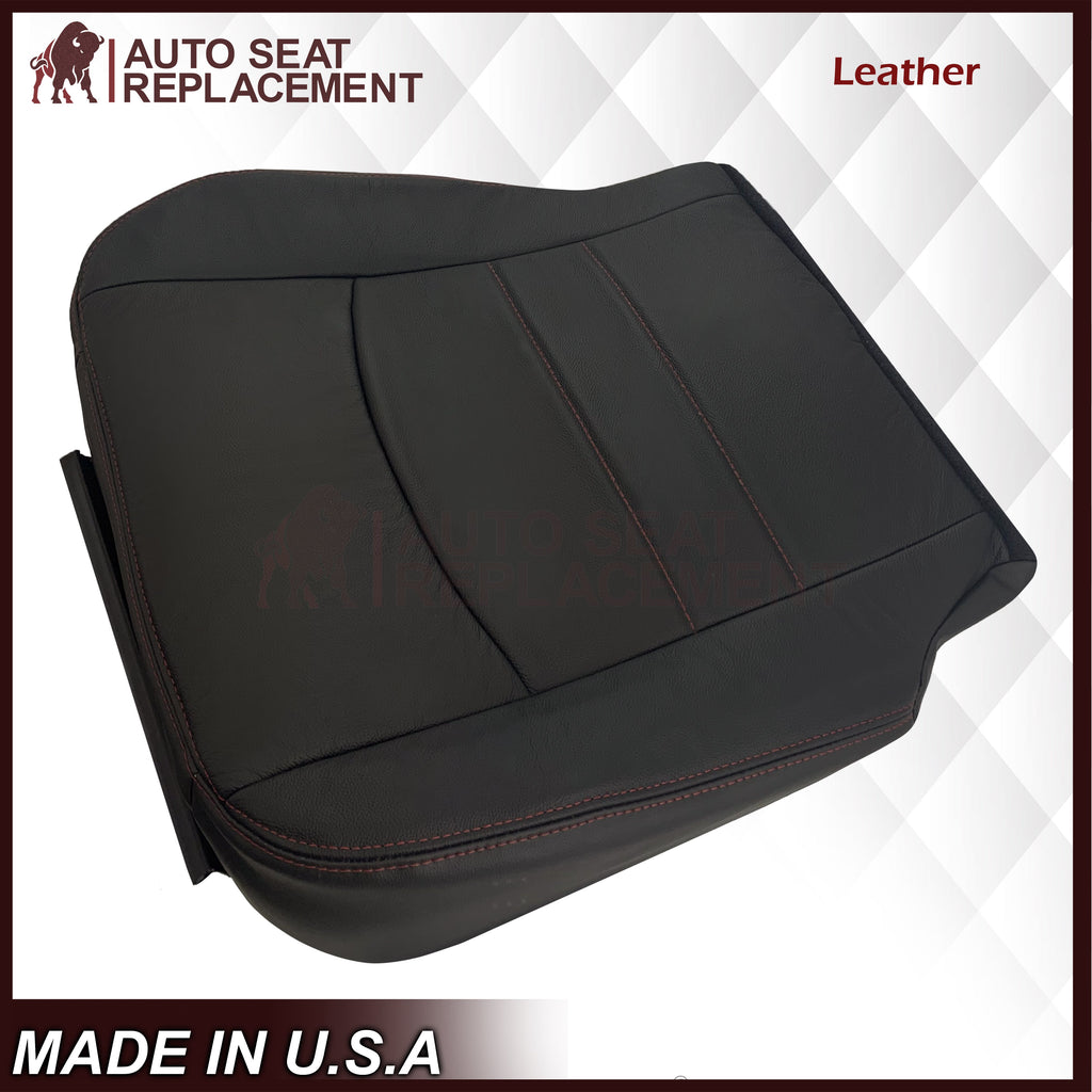 2009 - 2012 Dodge Ram 1500 2500 3500 Laramie Bottom Or Top Replacement Custom Made Seat Cover in Dark Slate (Dark Gray) With Perforated Inserts : Red Logo & Stitching
