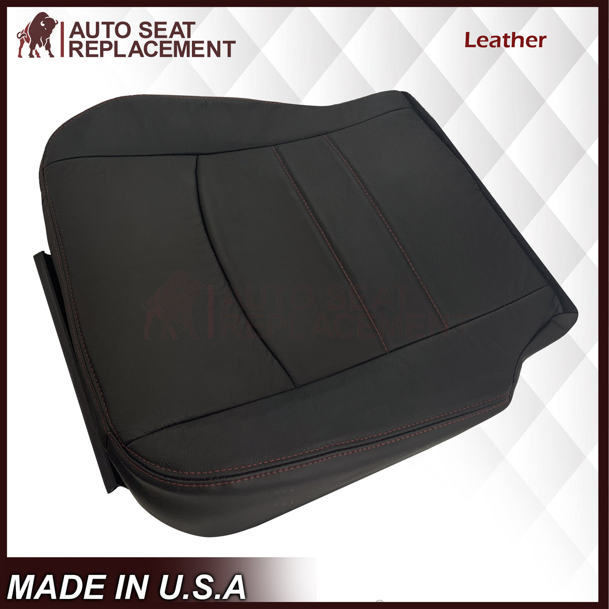 2009 - 2012 Dodge Ram 1500 2500 3500 Laramie Bottom Or Top Replacement Custom Made Seat Cover in Dark Slate (Dark Gray) With Perforated Inserts : Red Logo & Stitching