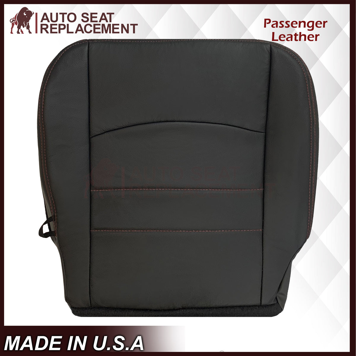 2009 - 2012 Dodge Ram 1500 2500 3500 Laramie Bottom Or Top Replacement Custom Made Seat Cover in Dark Slate (Dark Gray) With Perforated Inserts : Red Logo & Stitching